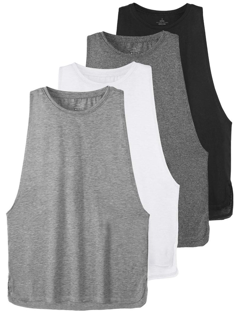 Cosy Pyro Workout Tank Tops for Women Lightweight Running Tanks Basic Gym Tops Sleeveless Athletic Yoga Shirts-4 Pack Black/Dark Gray/White/Light Gray S - Image 1